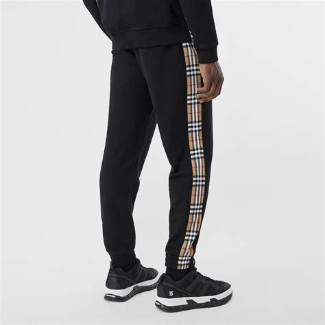 mens burberry check shorts|Burberry Check panel jogging pants.